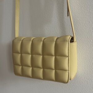 Quilted Butter Yellow Crossbody Bag - Women